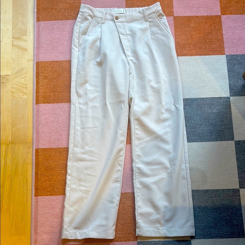 Abercrombie Cream Wide-Leg Trousers